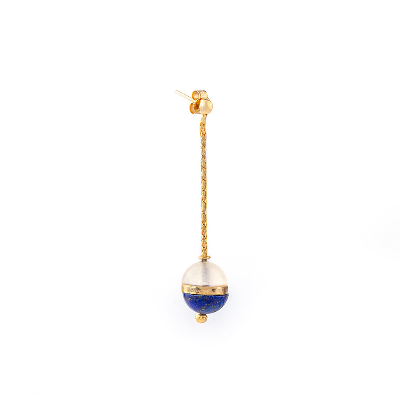 Celestial Blues Earrings - Lapis Lazuli And Milky Quartz Earrings