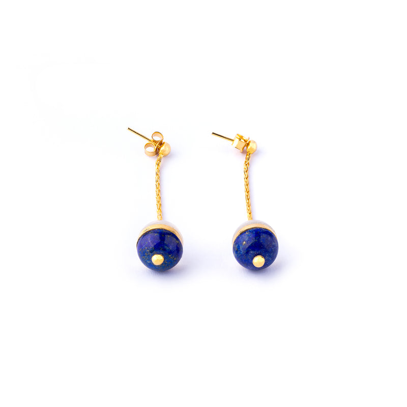 Celestial Blues Earrings - Lapis Lazuli And Milky Quartz Earrings