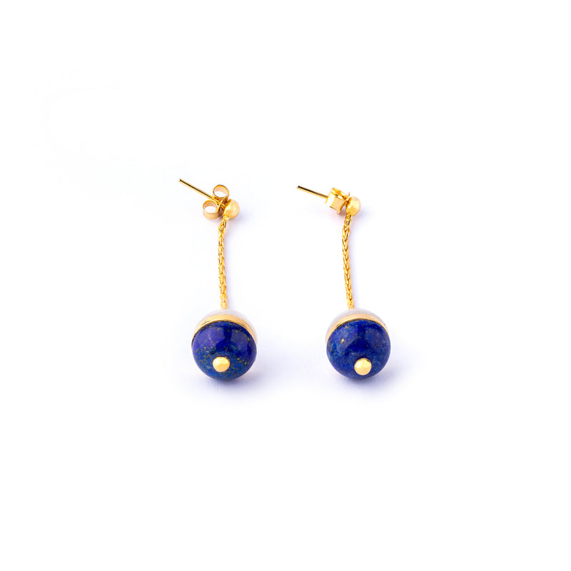 Celestial Blues Earrings - Lapis Lazuli And Milky Quartz Earrings