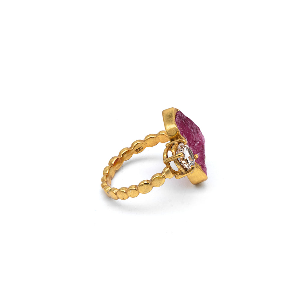 Silver Ring | Gold Plated | Gemstone | Ruby | Topaz Ring | Hand Crafted