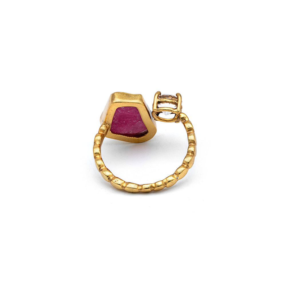 Silver Ring | Gold Plated | Gemstone | Ruby | Topaz Ring | Hand Crafted