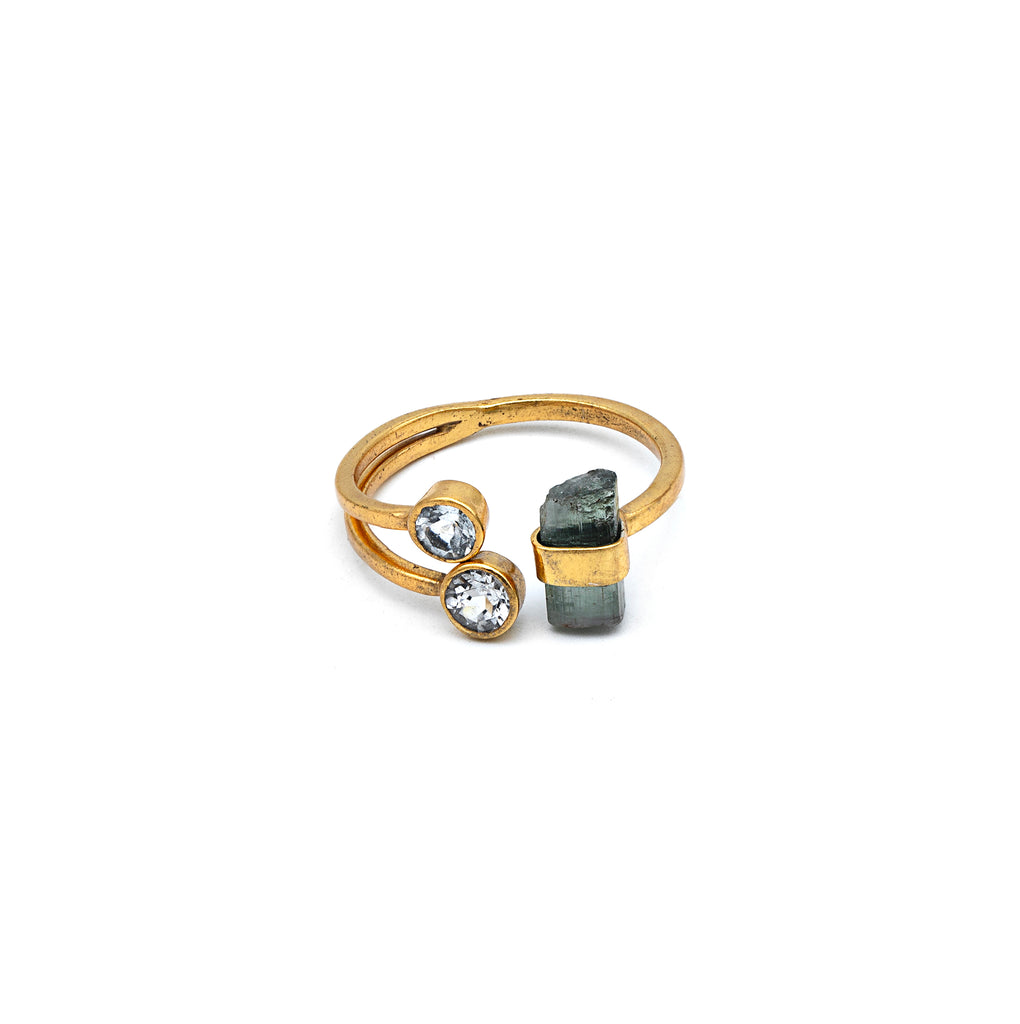 Silver Ring | Gold Plated | Gemstone Ring | Aquamarine | Topaz | Hand Crafted Ring