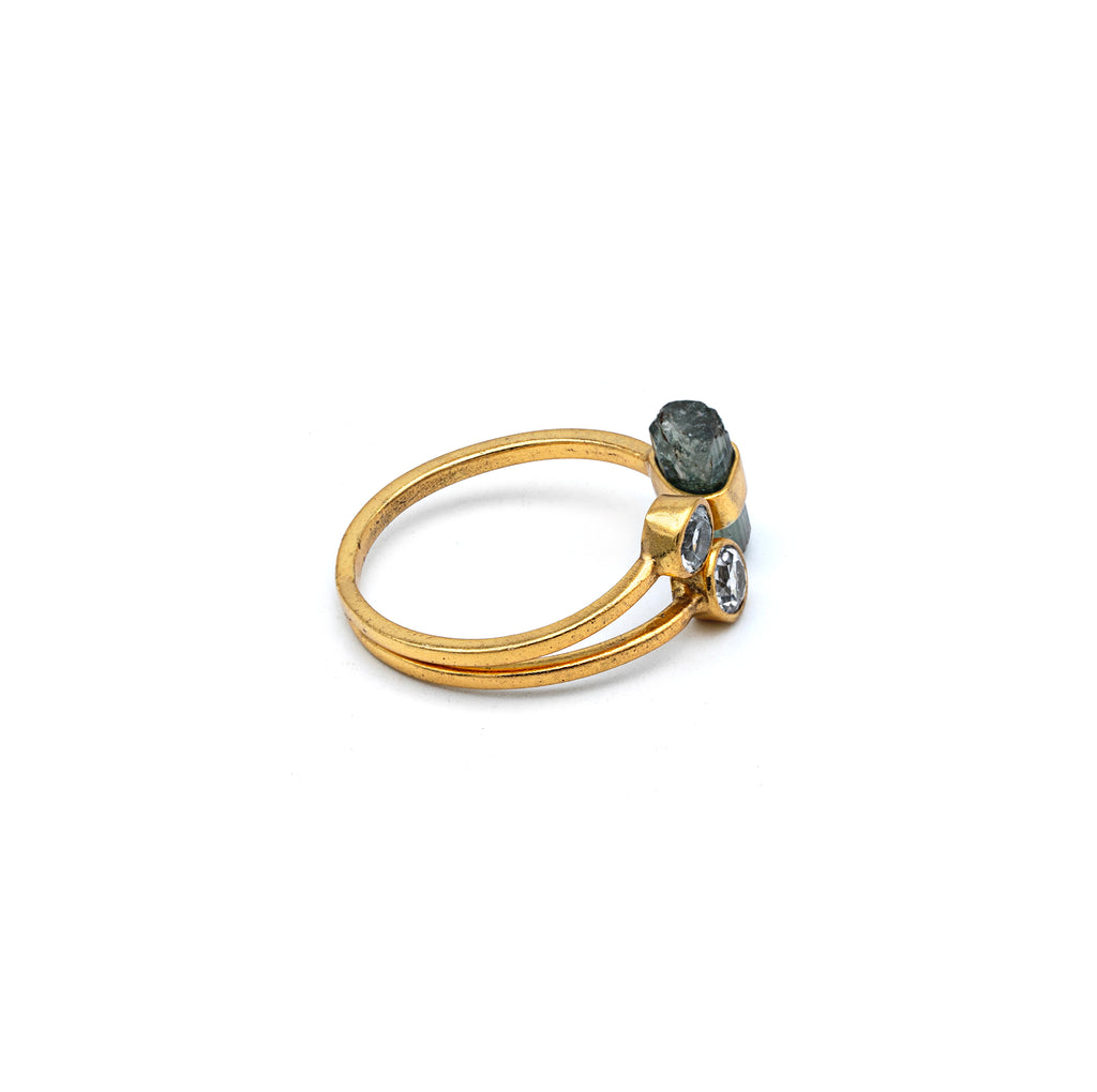 Silver Ring | Gold Plated | Gemstone Ring | Tourmaline | Topaz | Hand Crafted Ring