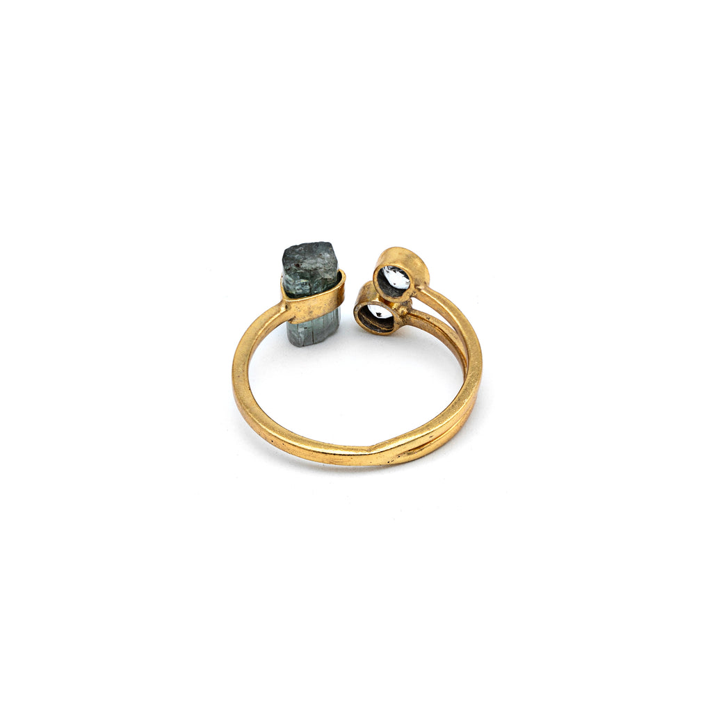 Silver Ring | Gold Plated | Gemstone Ring | Tourmaline | Topaz | Hand Crafted Ring