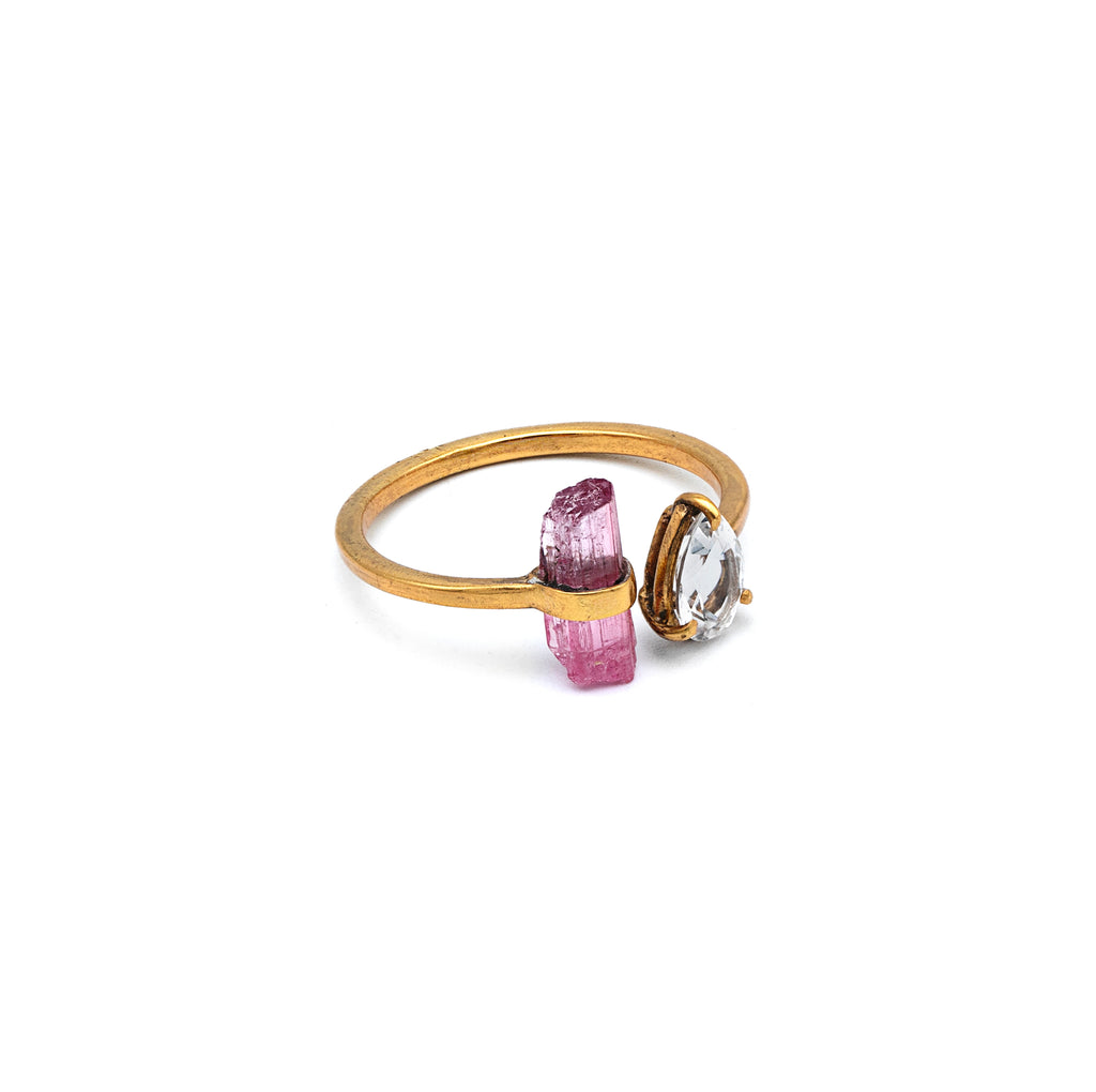 Silver Ring | Gold Plated | Gemstone Ring | Tourmaline | Topaz Ring | Hand Crafted