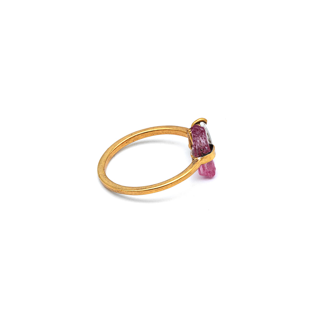 Silver Ring | Gold Plated | Gemstone Ring | Tourmaline | Topaz Ring | Hand Crafted