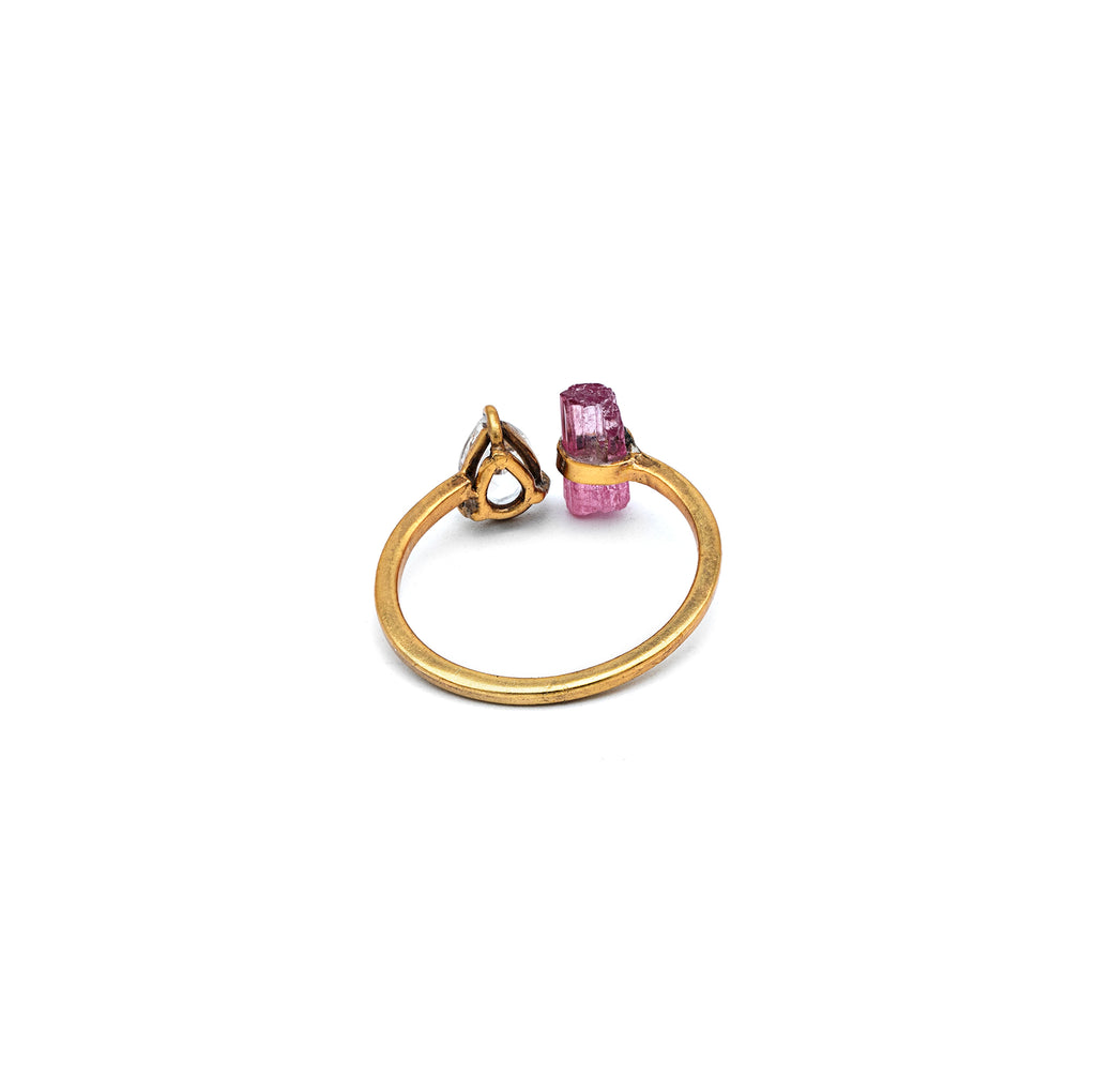 Silver Ring | Gold Plated | Gemstone Ring | Tourmaline | Topaz Ring | Hand Crafted