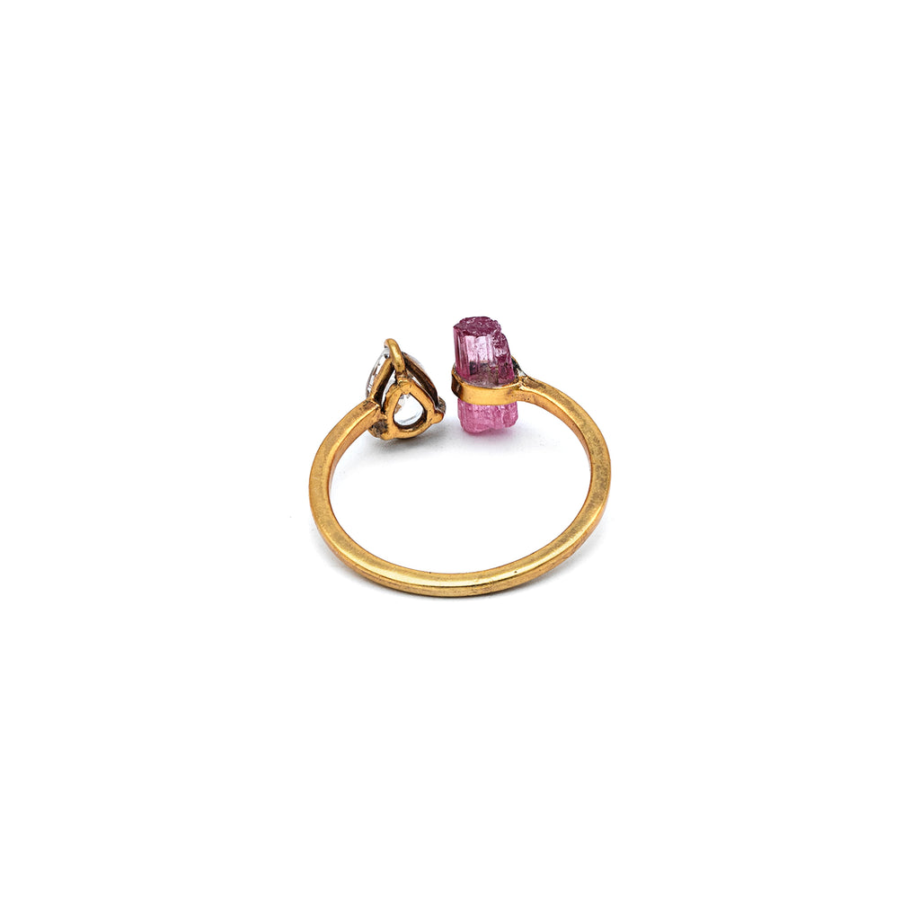 Silver Ring | Gold Plated | Gemstone Ring | Tourmaline | Topaz Ring | Hand Crafted