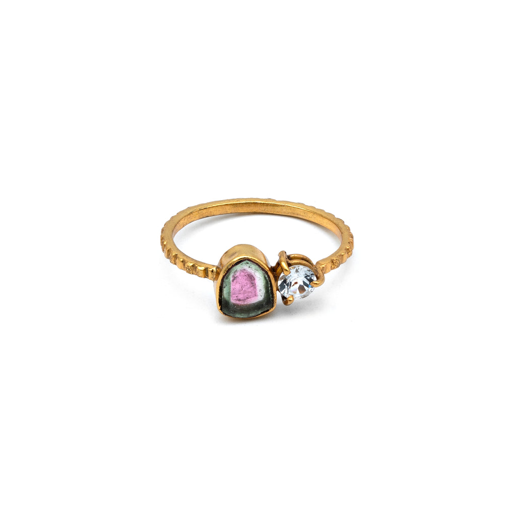 Silver Ring | Gold Plated Ring | Gemstone Ring | Tourmaline | Topaz | Hand Crafted