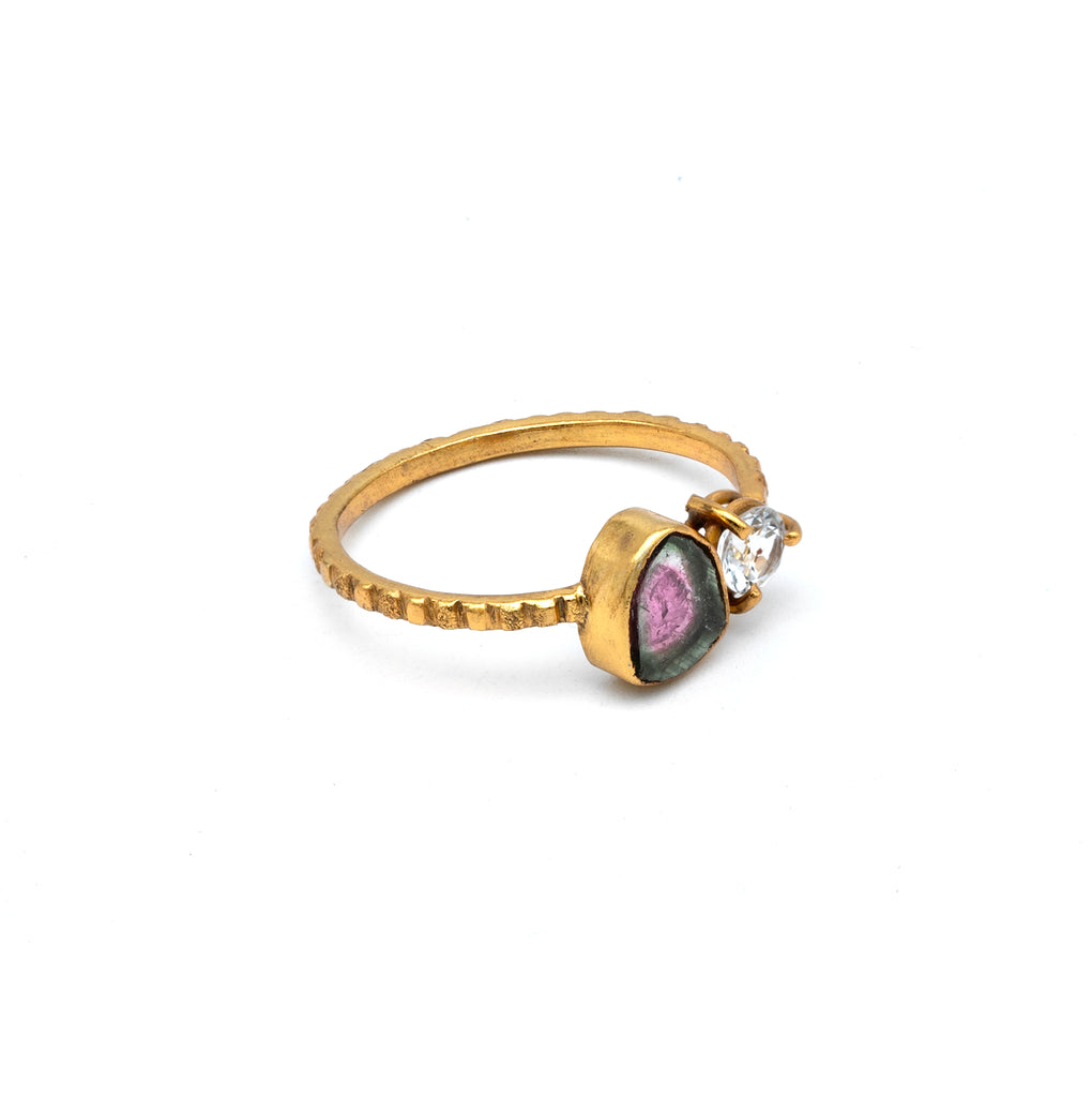 Silver Ring | Gold Plated Ring | Gemstone Ring | Tourmaline | Topaz | Hand Crafted