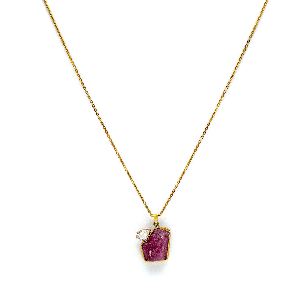 Ruby Necklace| Silver Necklace| Gemstone Necklace| Handmade | Gold Plated