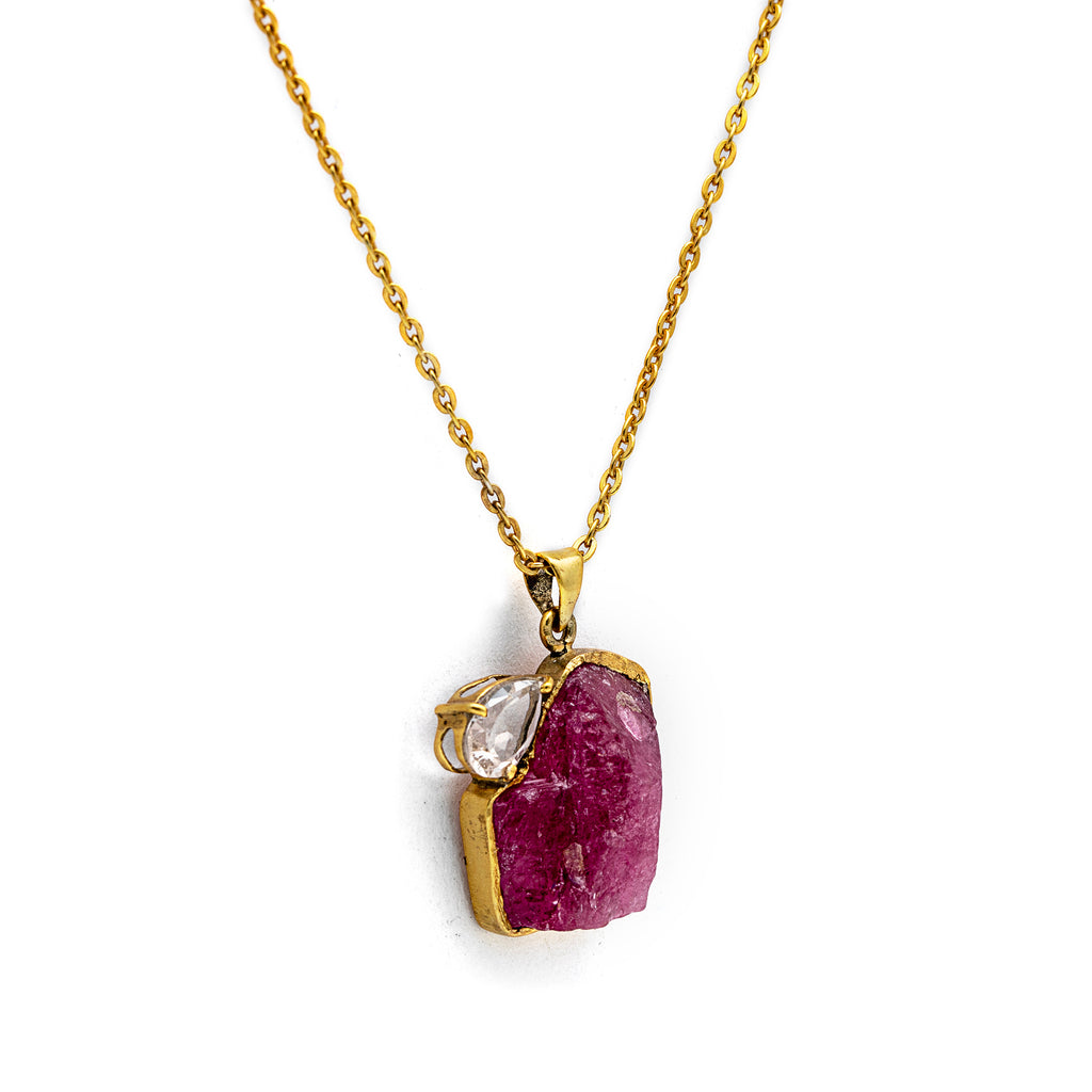 Ruby Necklace| Silver Necklace| Gemstone Necklace| Handmade | Gold Plated