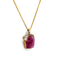 Load image into Gallery viewer, Ruby Necklace| Silver Necklace| Gemstone Necklace| Handmade | Gold Plated