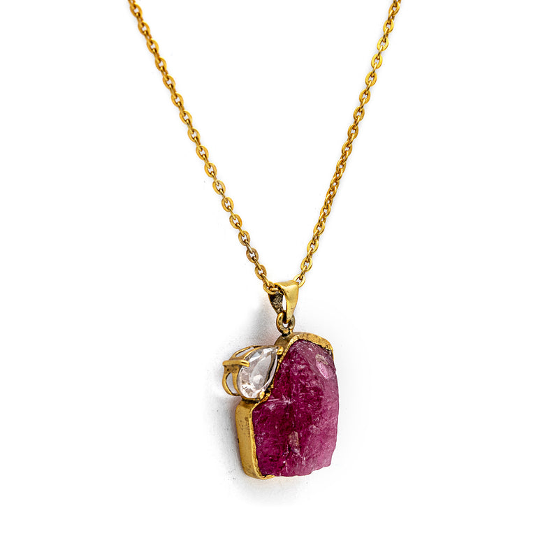 Ruby Necklace| Silver Necklace| Gemstone Necklace| Handmade | Gold Plated