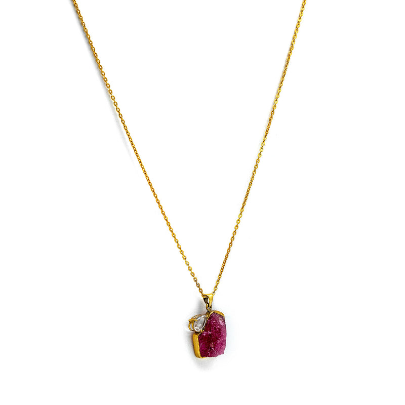 Ruby Necklace| Silver Necklace| Gemstone Necklace| Handmade | Gold Plated