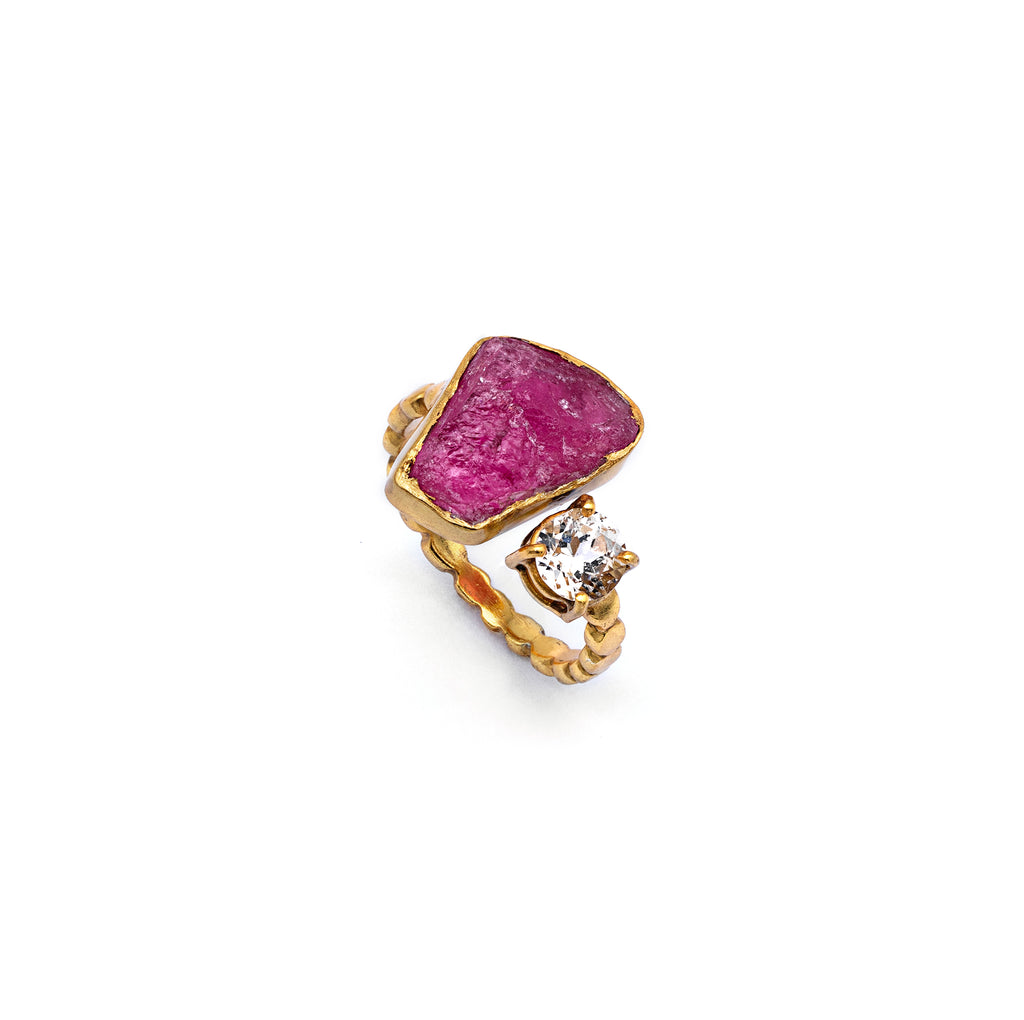 Silver Ring | Gold Plated | Gemstone | Ruby | Topaz Ring | Hand Crafted