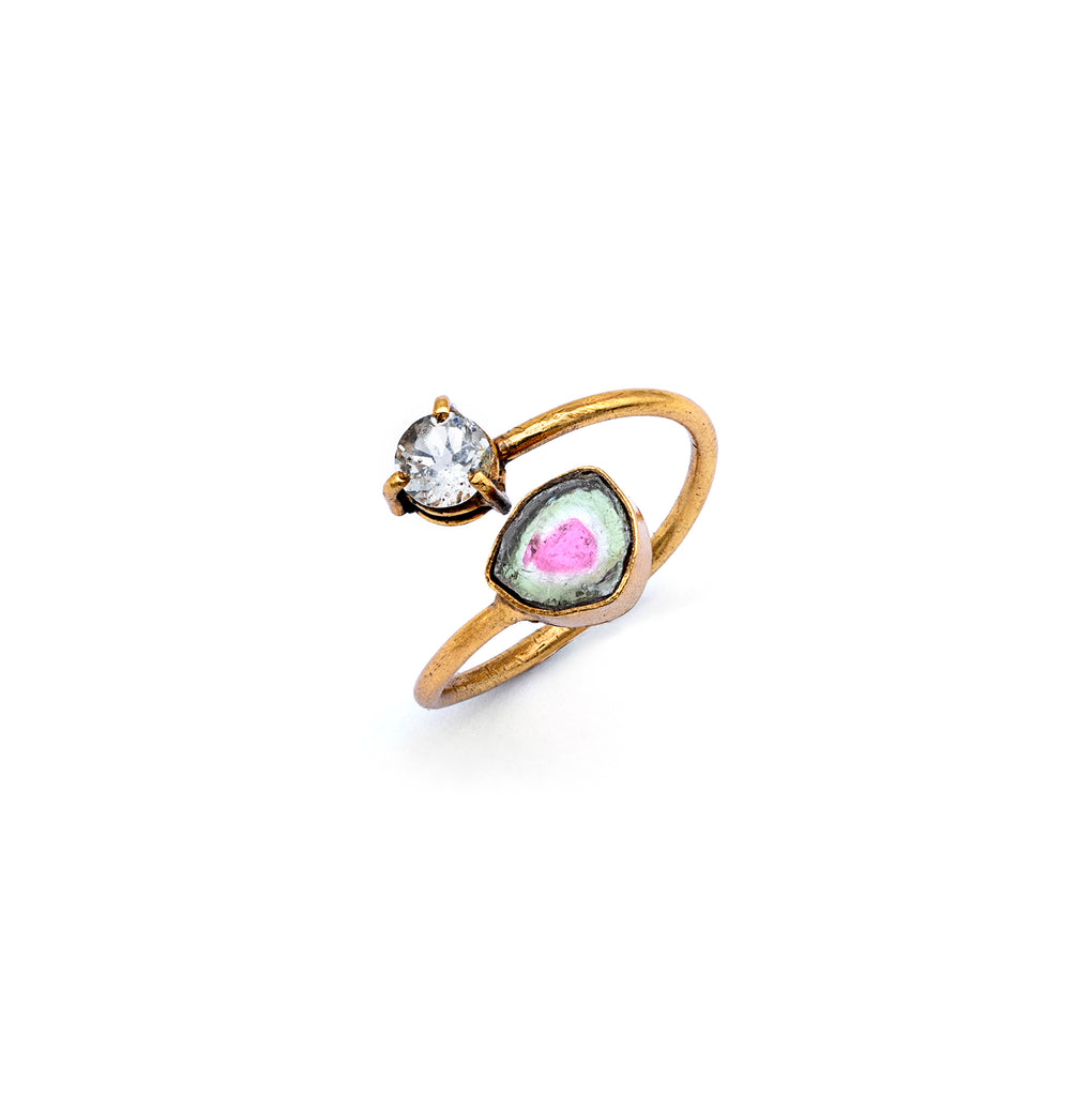 Silver Ring | Gold Plated | Gemstone Ring | Tourmaline | Topaz | Hand Crafted