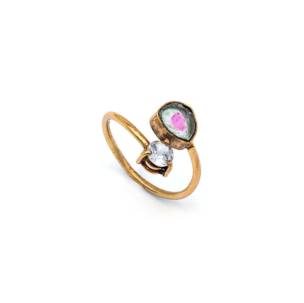 Silver Ring | Gold Plated | Gemstone Ring | Tourmaline | Topaz | Hand Crafted