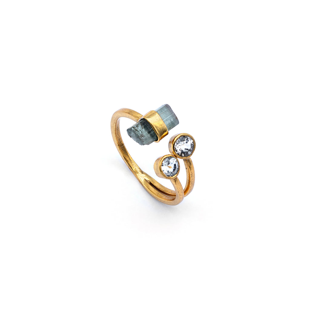 Silver Ring | Gold Plated | Gemstone Ring | Tourmaline | Topaz | Hand Crafted Ring