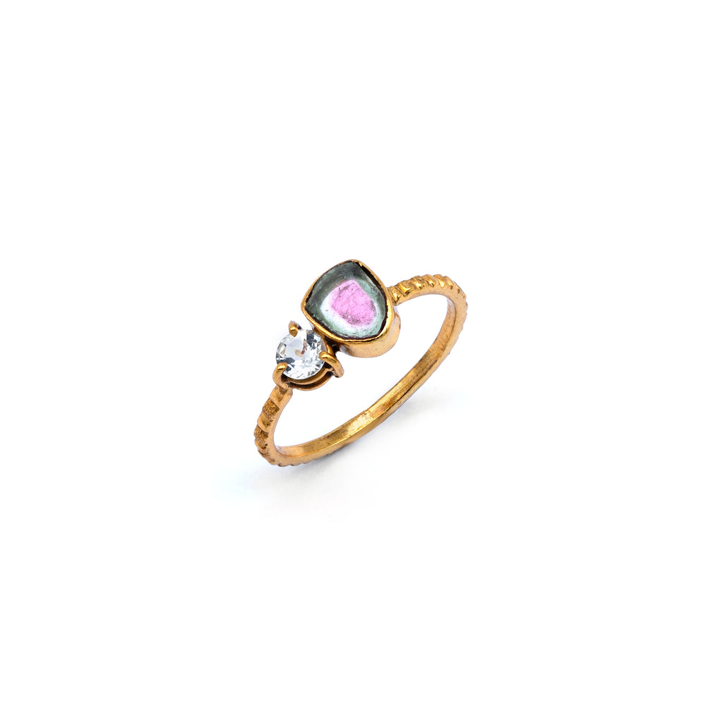 Silver Ring | Gold Plated Ring | Gemstone Ring | Tourmaline | Topaz | Hand Crafted