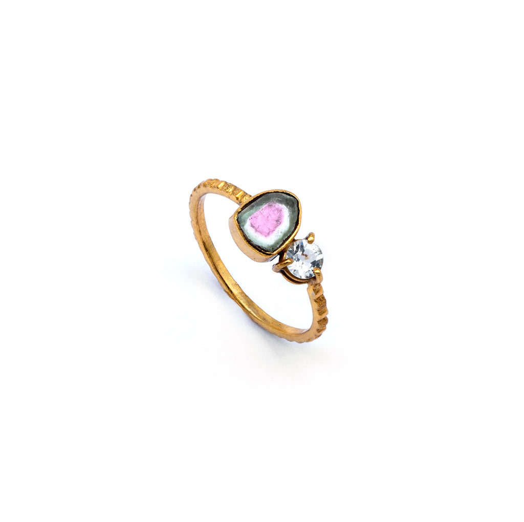 Silver Ring | Gold Plated Ring | Gemstone Ring | Tourmaline | Topaz | Hand Crafted