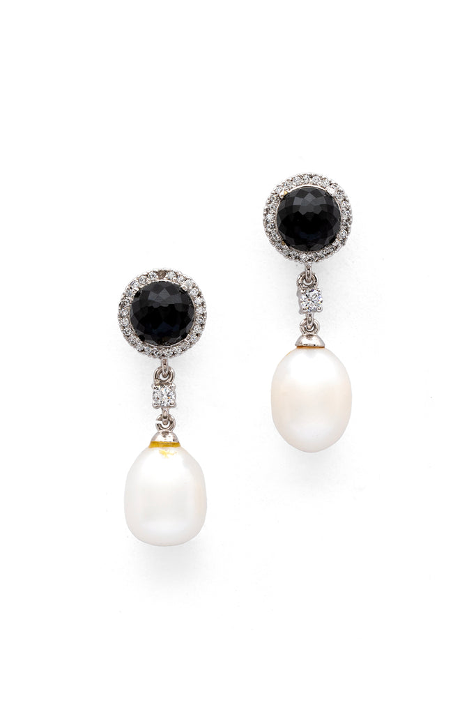 Scarlet Pearl - Pearl and Garnet Silver Earrings