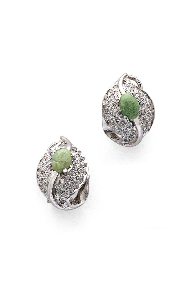 Emerald Mist - Idocrase Silver Earrings