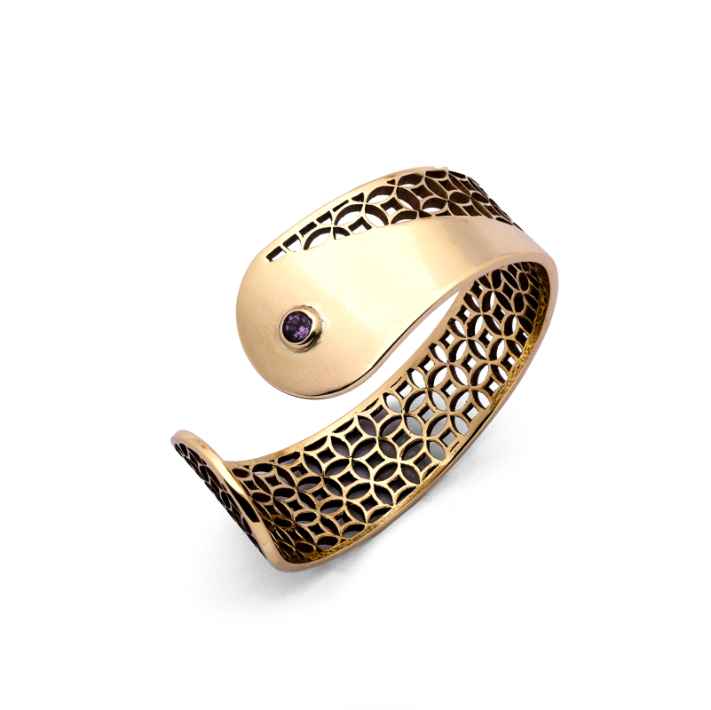 Sultan's Bracelet - Amethyst Brass Bracelet