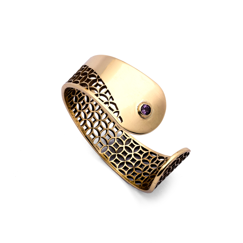 Sultan's Bracelet - Amethyst Brass Bracelet