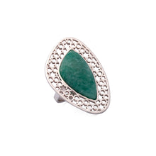 Load image into Gallery viewer, Aventurine Ring | Silver Ring | Geometric Ring | Pietra Dura