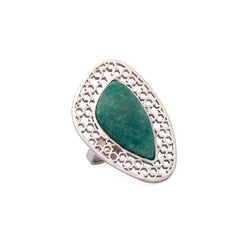 Aventurine Ring | Silver Ring | Geometric Ring | Pietra Dura