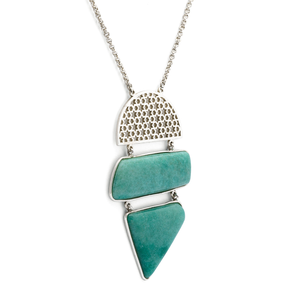 Silver Necklace| Aventurine Necklace| Gemstone Necklace| Handmade
