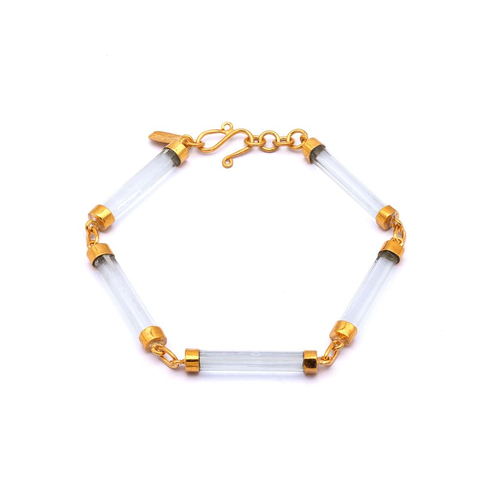 Aqua Serenity - Silver Gold Plated Aquamarine Bracelet