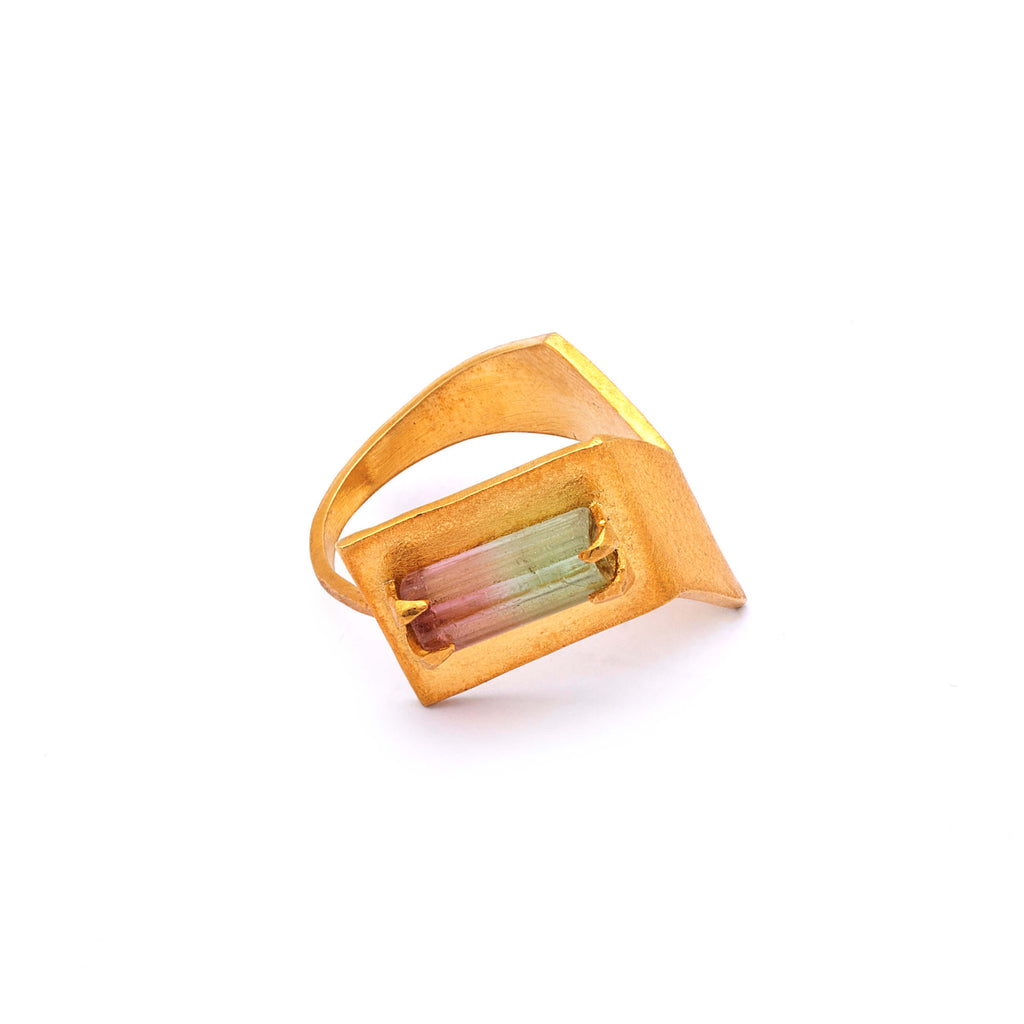 Radiance -  Silver Gold Plated Tourmaline Ring