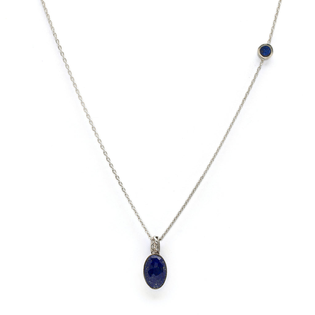 Kamal-e-Makli- Lapis Lazuli Silver Necklace