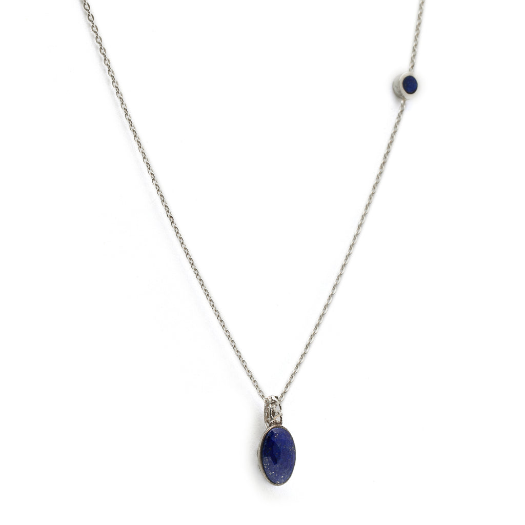 Kamal-e-Makli- Lapis Lazuli Silver Necklace