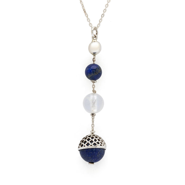 Lapis and Quartz Jahanara Silver Pendant