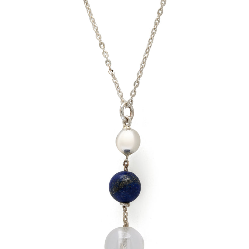 Lapis and Quartz Silver Pendant
