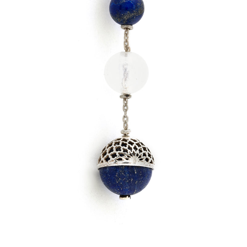Lapis and Quartz Silver Pendant
