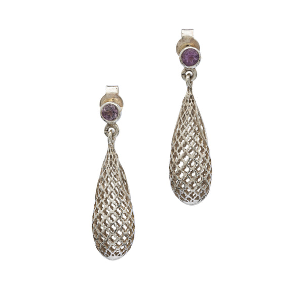 Amethyst Silver Earring