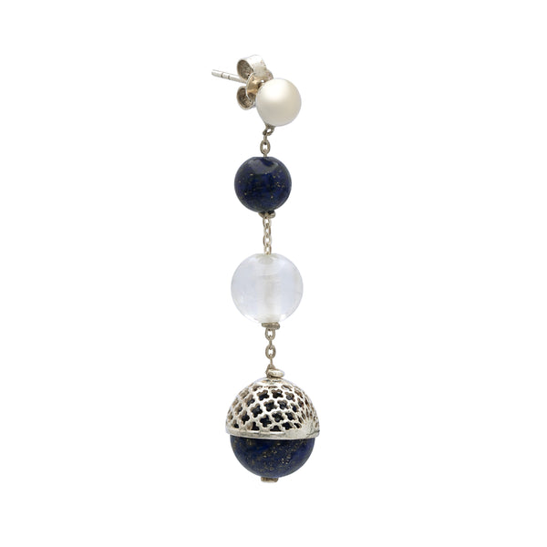 Lapis & Quartz Silver Jahanara Earring