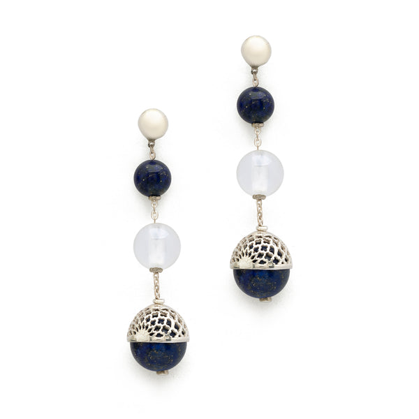 Lapis & Quartz Silver Jahanara Earring