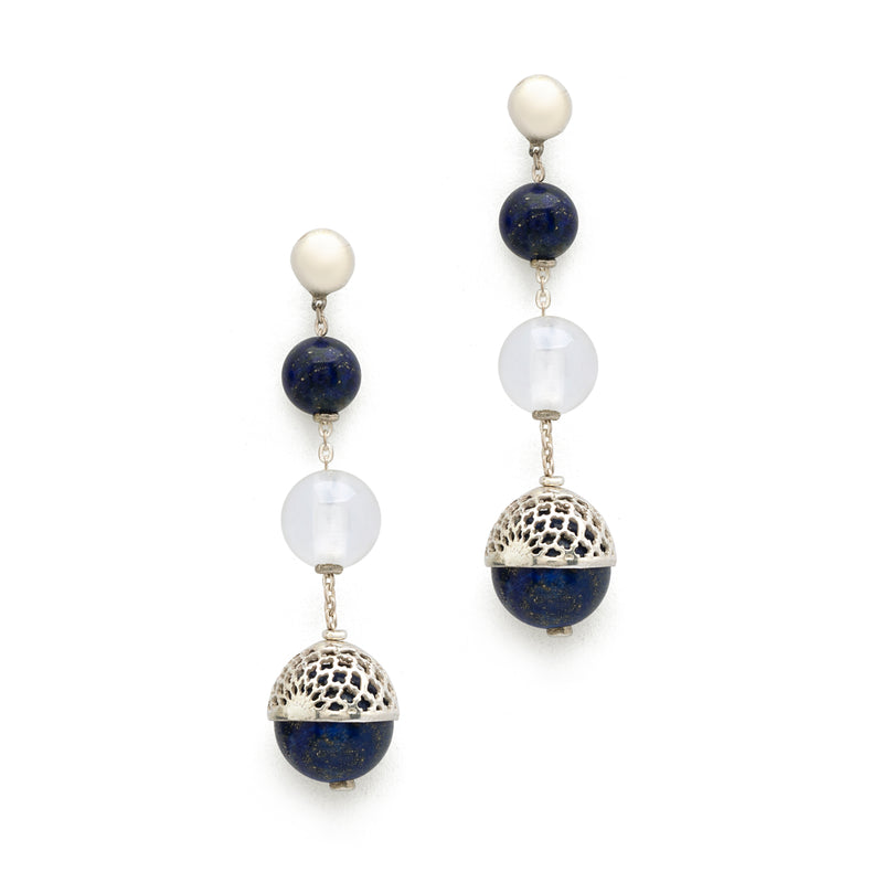Lapis & Quartz Silver Jahanara Earring