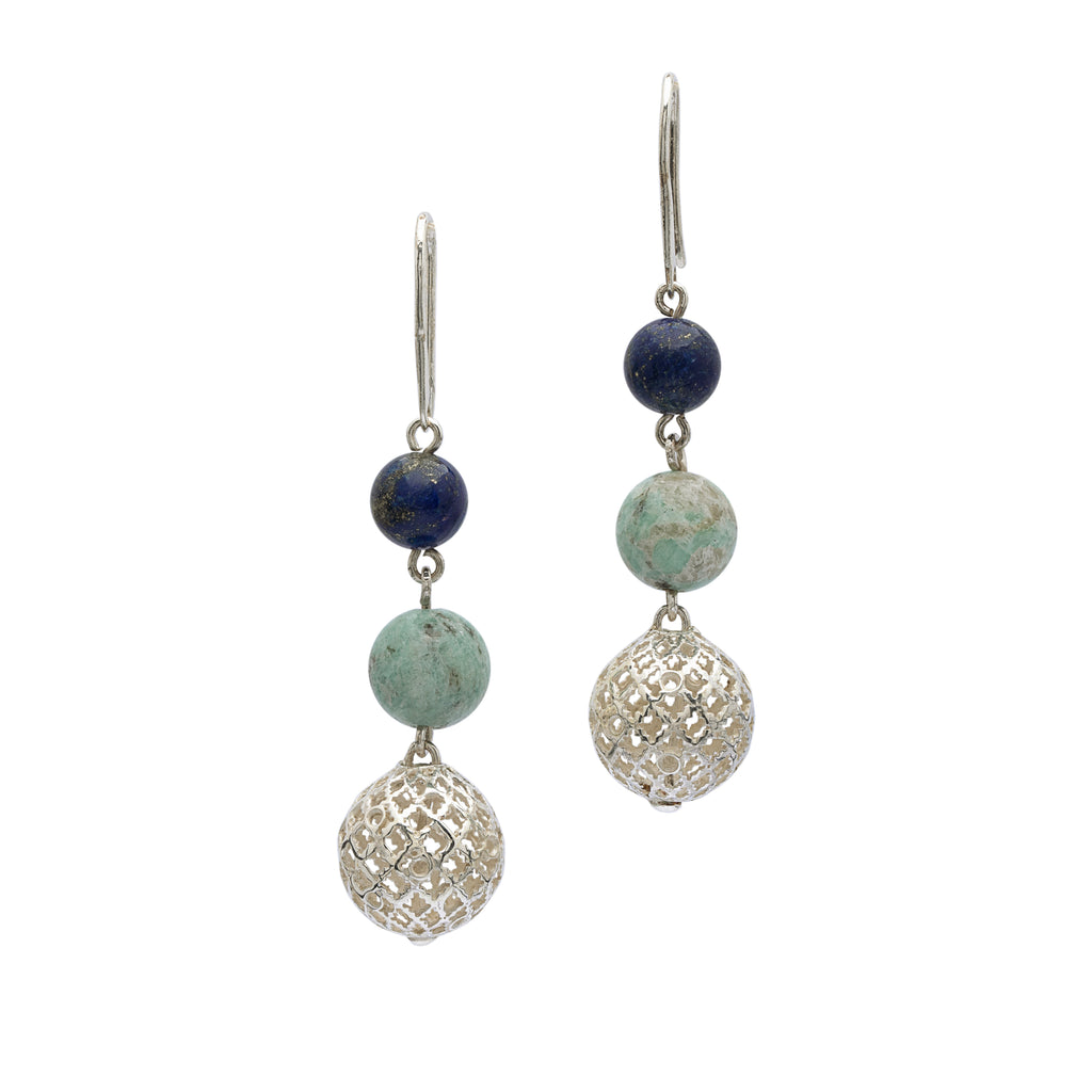 Nilaam-e-Makli- Lapis Lazuli Silver Earrings