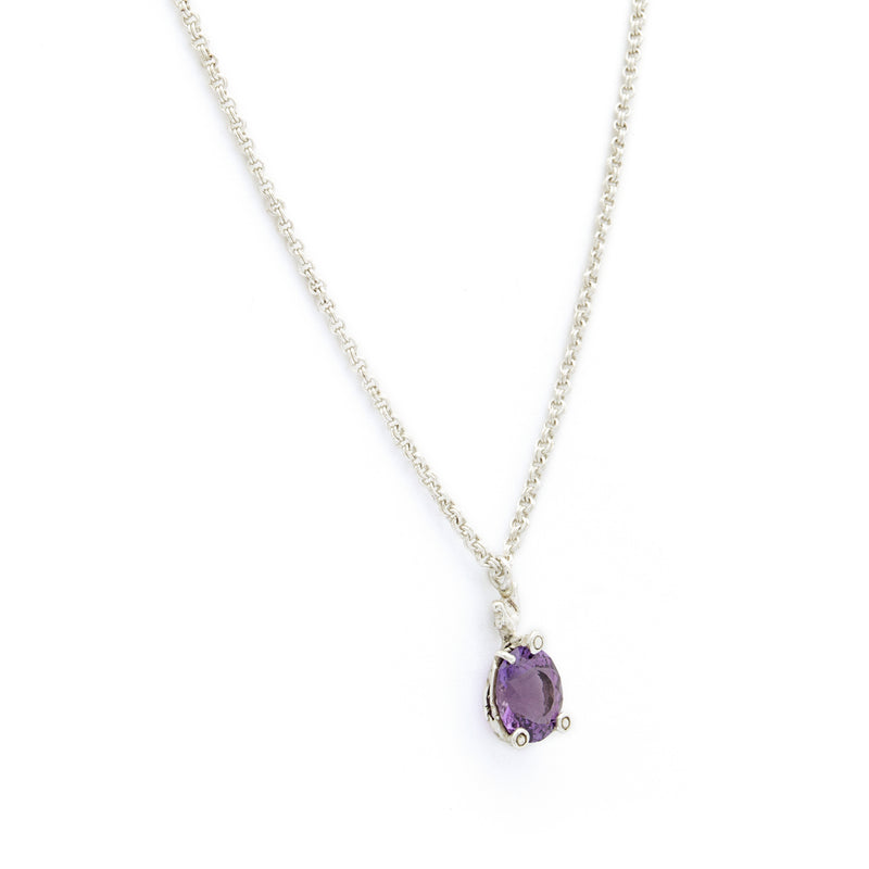 Silver Necklace| Amethyst Necklace