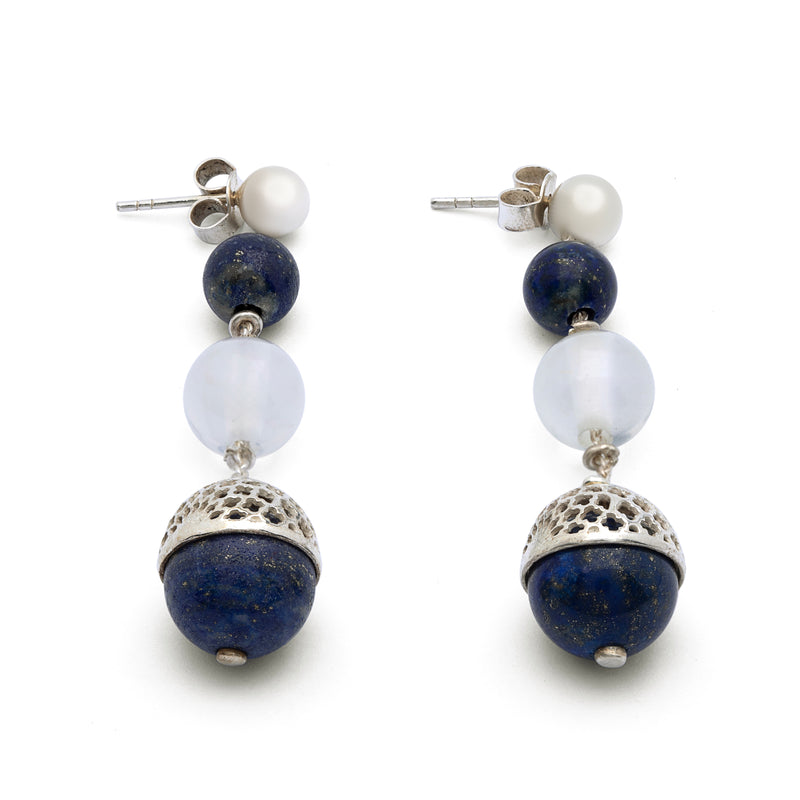 Lapis & Quartz Silver Jahanara Earring