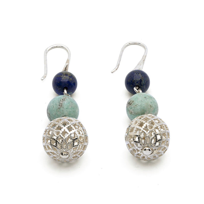 Silver Earrings | Lapis Earrings | Makli Collection 