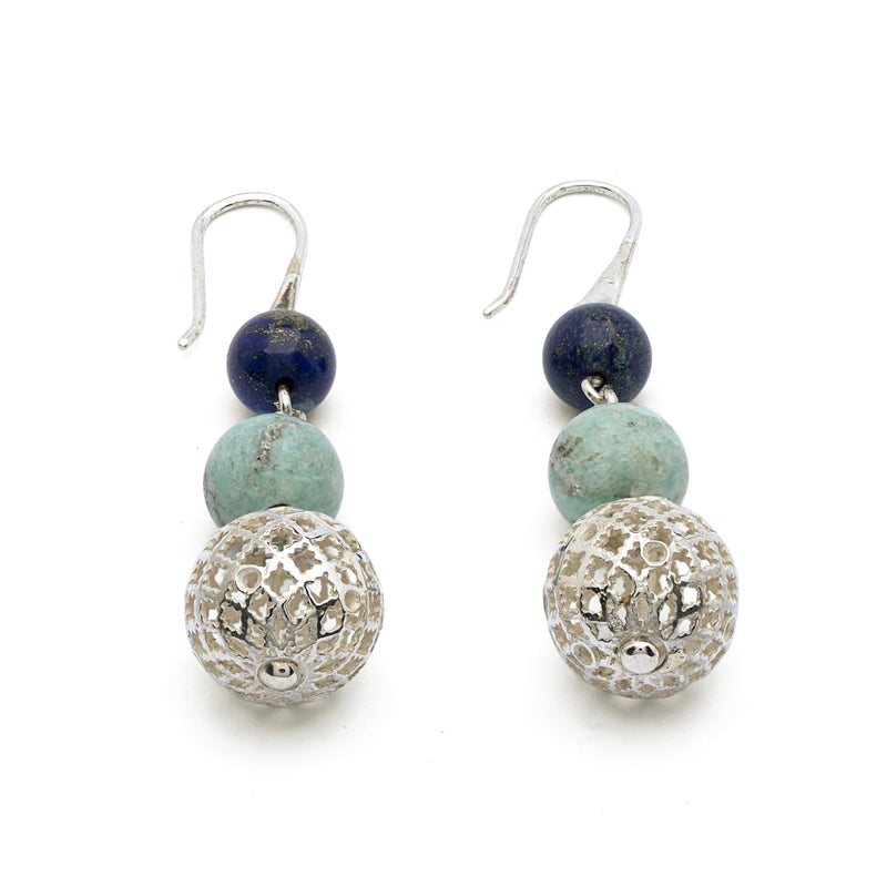 Silver Earrings | Lapis Earrings | Makli Collection