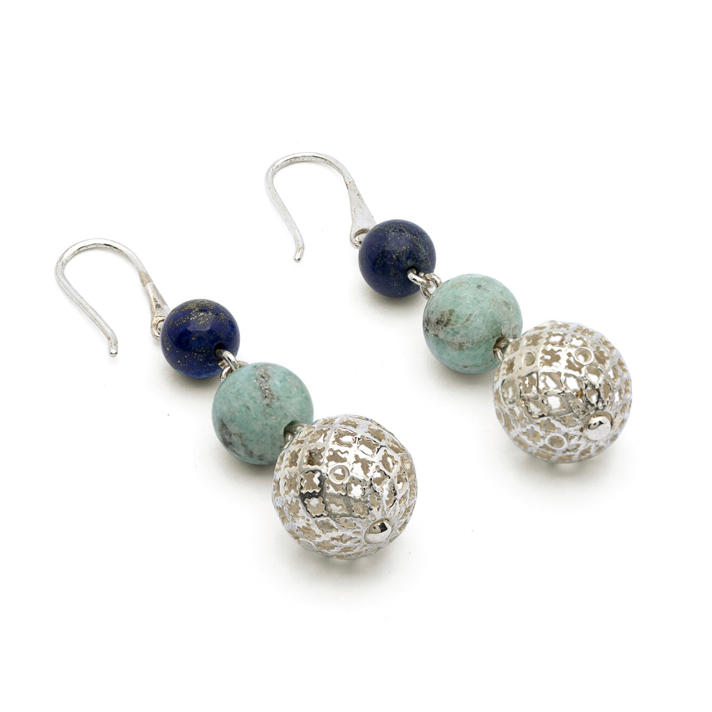 Nilaam-e-Makli- Lapis Lazuli Silver Earrings