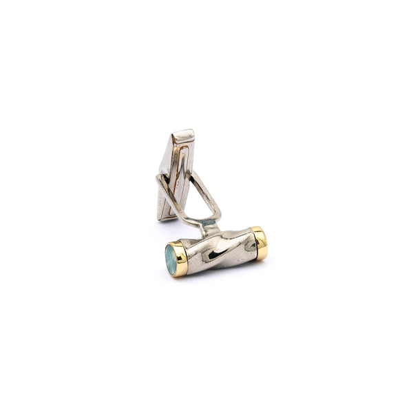 Bihjan - Aventurine Silver Cufflinks for Men